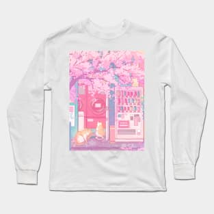 The kawaii Tokyo cats, laundry store and the pink sakura blossom Long Sleeve T-Shirt